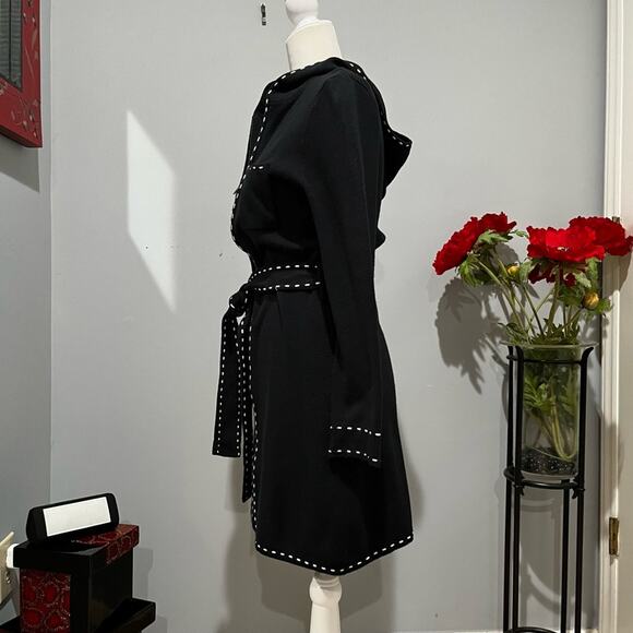 NEW Twiggy Longline Whipstitch Belted Hooded Contrast Zip Travel Sweater Jacke… - Picture 7 of 16